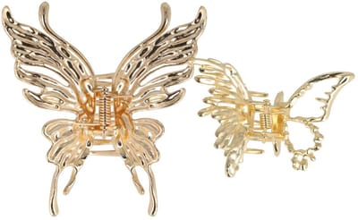 Haarsoires Haarspeld Haarklemmen 6cm-7cm – Open Vlindervorm – Metaal – Goud – Set van 2 - Haarclip Klem - Hair Claw - voor Opsteken Haar - Hair Clip - Decoratieve Haaraccessoire