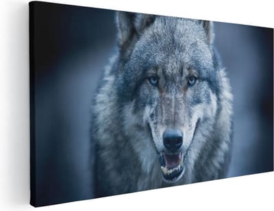 Artaza Canvas Schilderij Wolf - 40x20 cm - Klein - Wanddecoratie Dieren - Muurdecoratie Dierenkop - Schilderijen Op Canvas