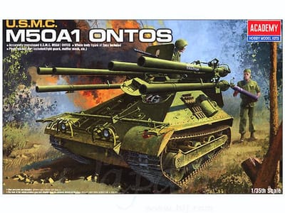 Academy Modelbouwpakket Militaire voertuigen - 13218 USMC M50A1 Ontos - Inclusief 2 Figuren - Amerikaanse Tankjager Plastic - 1:35 - Modelbouw