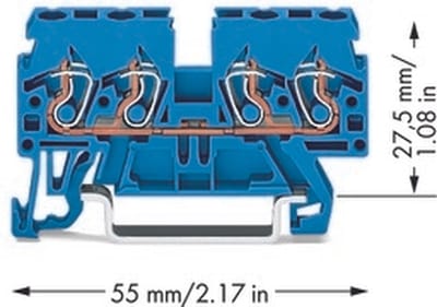 WAGO 870-834 Doorgangsklem 5 mm Spanveer Toewijzing: N Blauw 100 stuk(s) Package