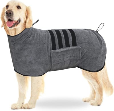Verstelbare hondenbadjas van microvezel voor grote honden - Extra absorberend en comfortabel