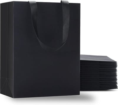 Middelgrote Zwarte Cadeauzakjes (20 Stuks) - Papieren Zakken met Handvatten voor Winkelen & Feest