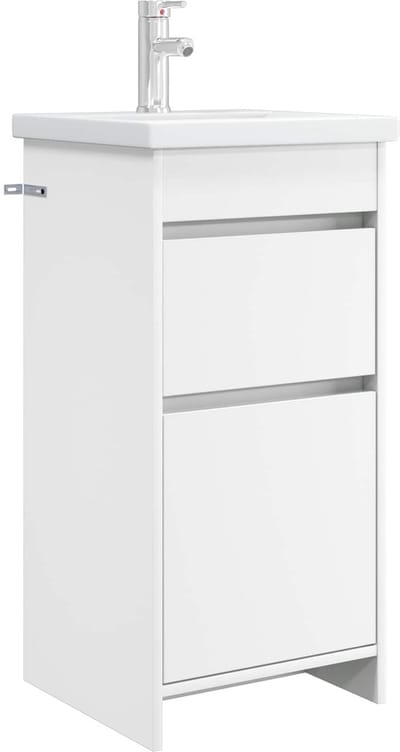 vidaXL - Badkamer - Vanity - met - Wastafel - Wit - 42 - x - 40 - x - 84,5 - cm - Bewerkt - hout