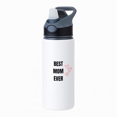 Hacebo® - best mom ever waterfles met rietje zwart - Mama - cadeau mama - cadeau - verjaardag mama - water fles - 650ML