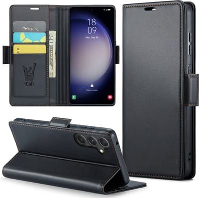 Hoesje geschikt voor Samsung Galaxy S24 - HyperCase Book Cover Kunstleer Zwart