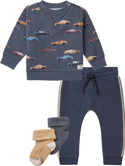Noppies - kledingset - Jongens - 4 delig - BROEK TUCKAHOE TURBULENCE - TRUI TUSCULUM TURBULENCE - SOKKEN TRIBES HILL - DUST GREY - Maat 80