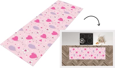 Keukenloper - Loper keuken - Ballon - Patronen - Roze - 150x50 cm - Keukenloper vinyl