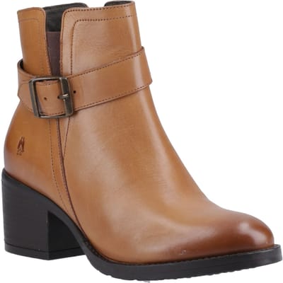 Hush Puppies Hensley Leren Tan Enkellaarzen Met Hoge Hak Voor Dames
