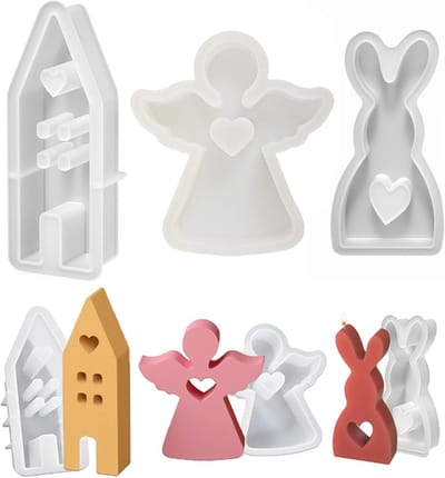 Herbruikbare 3D Pasen Kaars Mallen, Silicone Mallen voor Kaarsen Maken, DIY Kaarsen Mallen voor Thuis, Engel en Konijn Ontwerpen