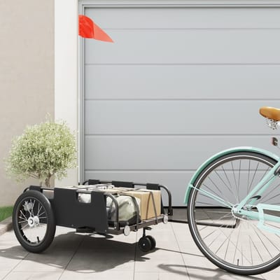 vidaXL - Fietstrailer - oxford - stof - en - ijzer - zwart