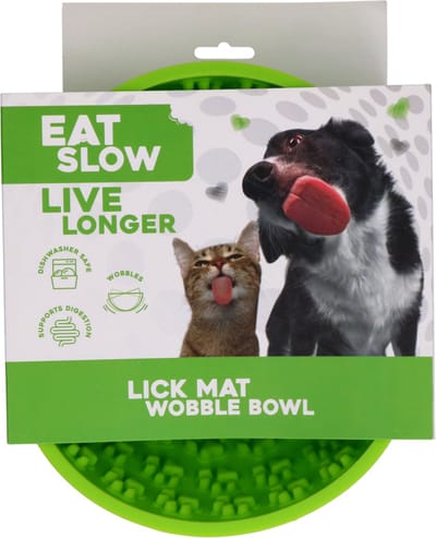 Eat Slow Live Longer Likmat Wiebelkom Pootafdrukken - 17 cm - Snuffelmat - Anti-schrok Kom - Slowfeeder – Afleiding – Belonen - Honden en Katten – voor Lekkernij - 100% Siliconen - Vaatwasserbestendig – Voerpuzzel Kat - Groen
