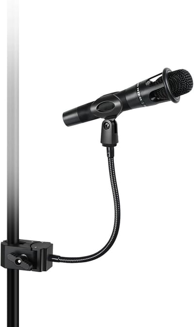 Microfoonstandaard Zwanenhals - Flexibele Microfoonhouder met Zwanenhals - 360° Draaibaar - Zwart - Microfoonstatief met Tafelklem & Buisbevestiging - Universele Houder voor Handmicrofoons - 30 cm Zwanenhals - Voor Podcasts, Gaming & Live Broadcasts