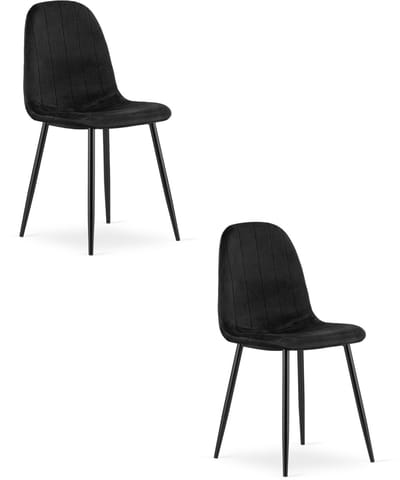 Set van 2 eetkamerstoelen PADVA - Zwart fluweel - Zwarte metalen poten - Modern design