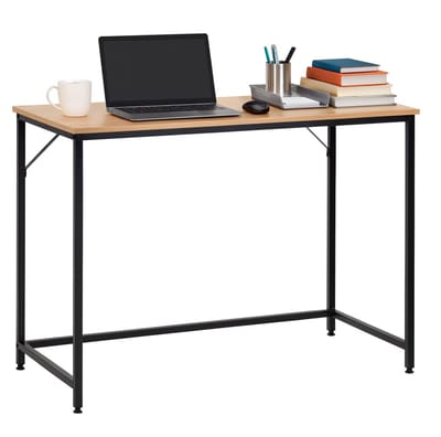 Springos Bureau – Werkbureau – Computer Bureau – Bureautafel – Opklapbaar – 100 x 50 x 76 cm – 50 Kg - industriële - Zwart/Naturel