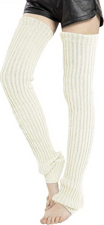Nivard Beenwarmers - Dames - Overknee - Ballet - Wol - Kniekousen - Leg Warmers - Warm - Winter - Effen - Wit