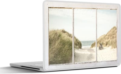 Laptop sticker - 10.1 inch - Doorkijk - Strand - Zee - 25x18cm - Laptopstickers - Laptop skin - Cover