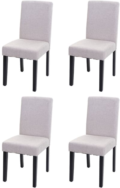 Set van 4 eetkamerstoelen Keukenstoel Littau ~ textiel, crème-beige, donkere poten