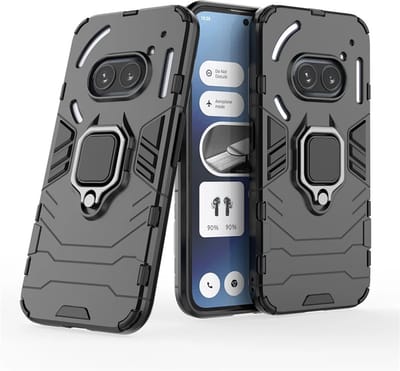 MobyDefend Hoesje - Geschikt voor Nothing Phone (2a) / Nothing Phone (2a) Plus - Dubbelgelaagde Pantsercase Met Standaard - Zwart