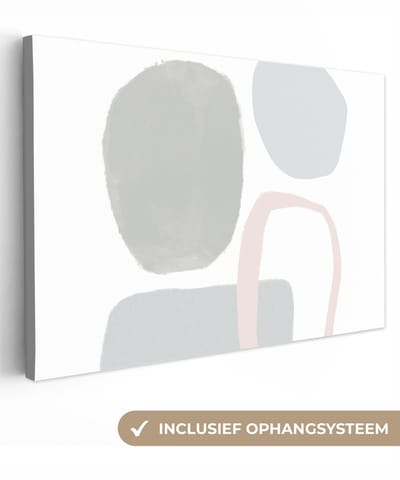 Canvas schilderij 30x20 cm - Wanddecoratie Line art - Abstract - Pastel - Muurdecoratie woonkamer - Slaapkamer decoratie - Kamer accessoires - Schilderijen op canvas
