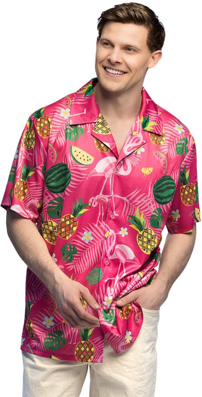 Boland - Shirt Summer flamingo (M) - Volwassenen - Flamingo - Hawaii - Tropisch - Tuinfeest - Strandfeest - Themafeest - Carnaval