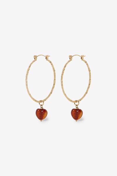 Sissy-Boy - Gold plated hoop oorbellen met hart