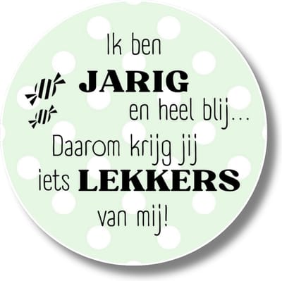 20 x Traktatiestickers Verjaardag | Zelf Traktatie Maken Snoepjes | Iets Lekkers | Pastel Groen