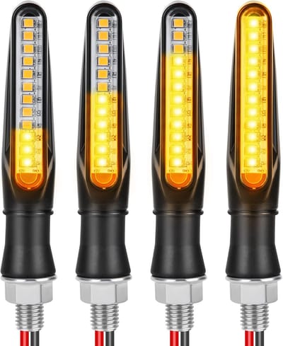 Turn Signal Lights - 4 Pieces Universal Waterproof Motor Turn Signals - 12V Flowing Light - Daytime Running Light Brake Lights voor Motorfiets (Zwart)