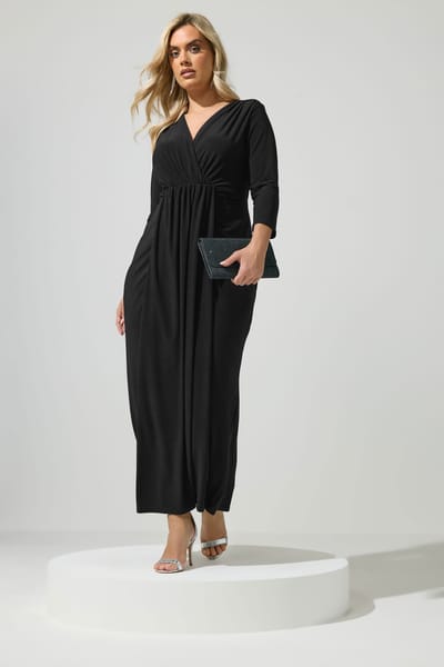 Yours London Zwarte Maxiwikkeljurk Size 38