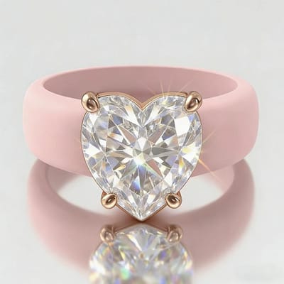 dames hartvormige diamanten siliconen ring, 4-kleur roségoud vergulde hartvormige enkele diamanten ring, siliconen trouwring 8 gray