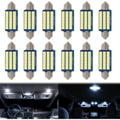 GELLDG 12 Stuks - LED Binnenverlichting Auto - Innenraumbeleuchtung Set - 39mm - 12V 5W - 36 LEDs - 6000K - Plug and Play - Geschikt voor Auto en Motorfiets - Metalen Behuizing - Directe Vervanging Zonder Extra Bedrading