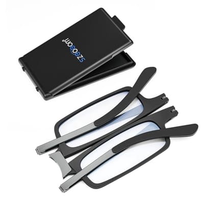 SZEOEOM Ultradunne opvouwbare leesbril Ultralichte Bule-light opvouwbare lezers voor heren Dames Compact reizen Draagbare rechthoekige brillenkoker