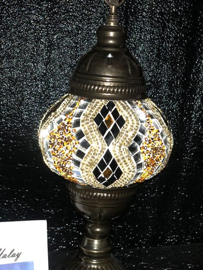 Handgemaakte Turkse sfeerlamp goud met zilver gekleurde Mozaïek nachtlamp Oosterse Sprookjes tafellamp