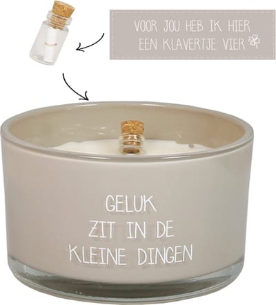 MY FLAME - Flessenpostkaars - Geluk zit in de kleine dingen - Fig's Delight - 35 branduren - Ø 9 cm x 5 cm