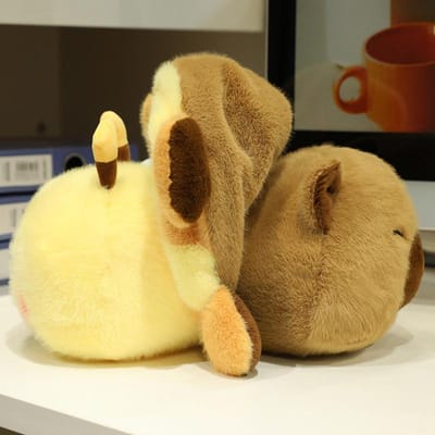 Omkeerbare Capybara Bij Pluche Speelgoed Zacht Pluizig Knuffeldier Schattig Omkeerbaar Poppetje Cadeau 35cm geel