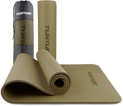 Tunturi Yoga Mat 8mm - Pilates mat - Extra dikke fitness mat - 183x61x0,8 cm - Incl Draagtas - Ecologisch materiaal - Eenvoudig te reinigen - Groen