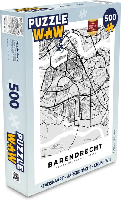 Puzzel Stadskaart - Barendrecht - Grijs - Wit - Legpuzzel - Puzzel 500 stukjes - Plattegrond