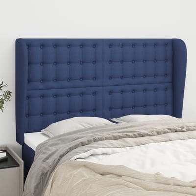vidaXL - Hoofdbord - met - randen - 147x23x118/128 - cm - stof - blauw