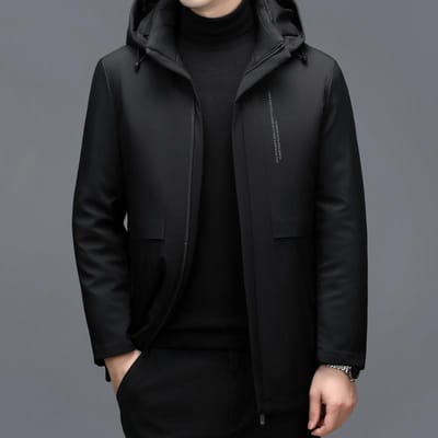 Hiver Grande Taille Mi-long Coupe-vent Doudoune Vêtements pour Papa Veste Business Décontractée Veste à Revers pour Homme 4XL black
