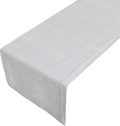Linen & More - Tafelloper 'Fine stripe' (50cm x 140cm, Dark Grey)