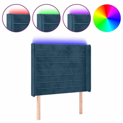 vidaXL - Hoofdbord - LED - 83x16x118/128 - cm - fluweel - donkerblauw
