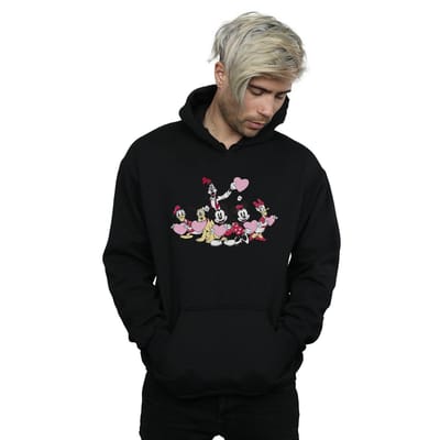 Disney Heren Mickey Mouse Love Friends Hoodie (Zwart)