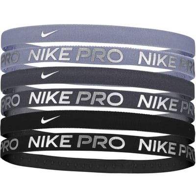 Nike Flex Classic Logo Metallic Hoofdband (Set van 6) (Zwart/Donkergrijs/Paars metallic)