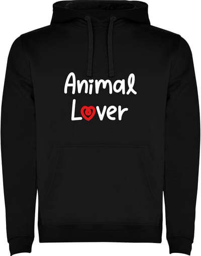 Zwarte hoodie Animal Lover met hartje - Dieren liefhebber met hartje - Leuk - Lief Maat M