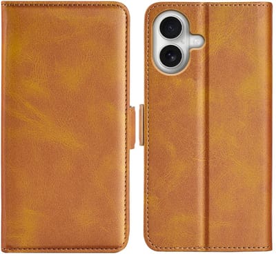 MobyDefend Hoesje - Geschikt voor iPhone 17 - Luxe Wallet Book Case (Sluiting Zijkant) - Lichtbruin