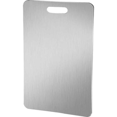 Stainless Steel Cutting Board - Dubbelzijdig RVS Snijplank - Hygiënisch en Duurzaam - Ideaal voor Keuken Gebruik - Geschikt voor Vlees, Groenten en Fruit - Zilver - 25 x 15 x0.15cm - 1 stuk​