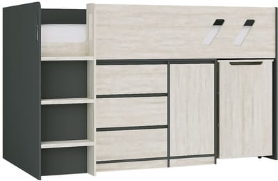 Vente-unique Combinatiebed hout lichtgrijs 90 x 190 cm