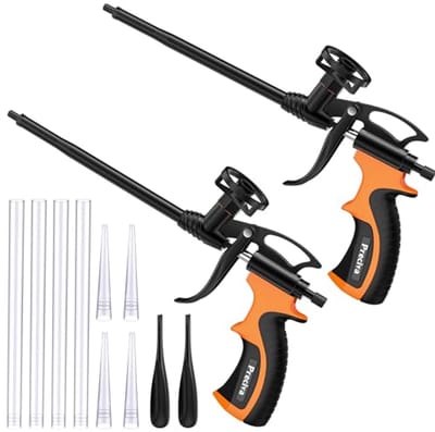 2 Stuks Schuimpistool voor Bouw, PU-expandeerd en Metaal Doseerpistool voor Afdichtingen en Isolatie (Oranje)