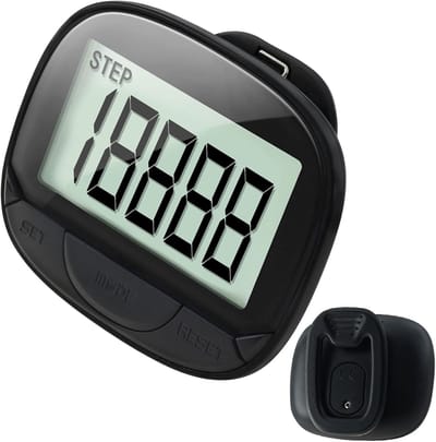 3D Stappenteller met Clip - Pedometer met Groot Scherm - Activity Tracker - Stappen Tellen - 3D Sensor - Stappen Afstand Calorieën en Tijd - Compact Lichtgewicht - Zwart