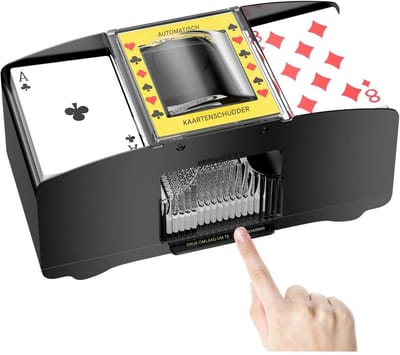 GELLDG Kaartschudmachine - Elektrische kaartschudmachine - Dubbelkaartschudmachine - Automatisch - Gemengde kaartapparatuur - Geschikt voor UNO, Poker, Texas Hold'em, Blackjack