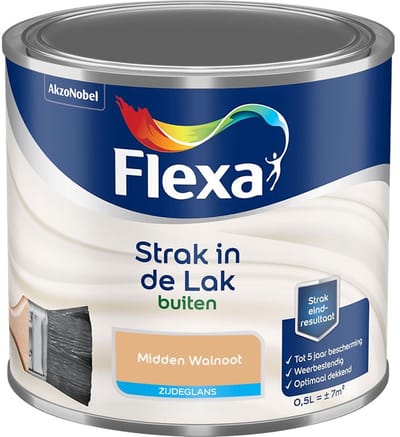 Flexa - Strak In De Lak Buitenlak Zijdeglans - Midden Walnoot - Mengverf - 500 Ml